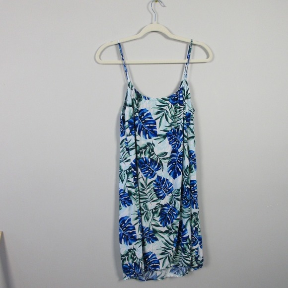 Tommy Bahama Fronds Floating Tie-Front Dress M Blue 100% Rayon Mini Beach 162 - Picture 2 of 11